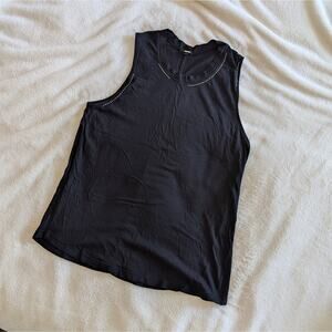 Monrow (Revolve) Embellished 100% Cotton Stretchy Black Tank Top, size XS